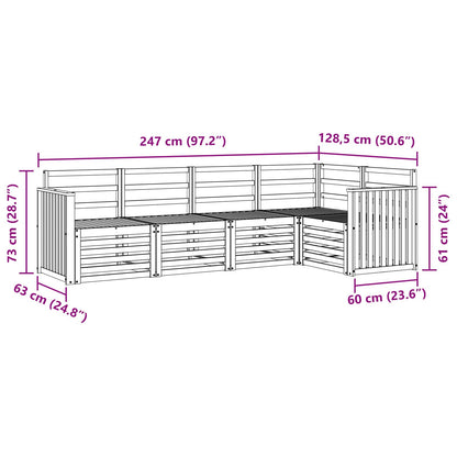 vidaXL Outdoor Sofa Set 5 pcs White 247 x 128.5 x 73 cm