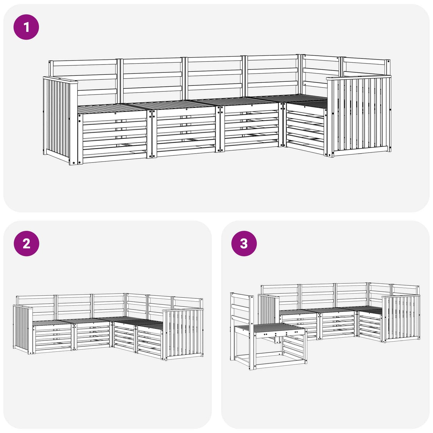 vidaXL Outdoor Sofa Set 5 pcs White 247 x 128.5 x 73 cm