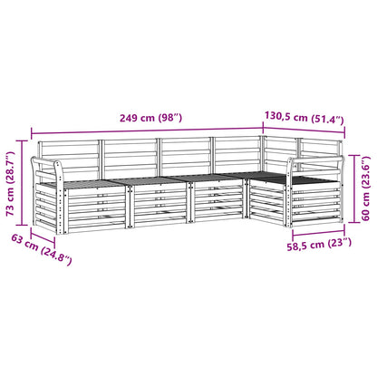 vidaXL Outdoor Sofa Set 5 pcs White 249 x 130.5 x 73 cm