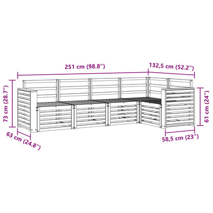 vidaXL Outdoor Sofa Set 5 pcs White 251 x 132.5 x 73 cm