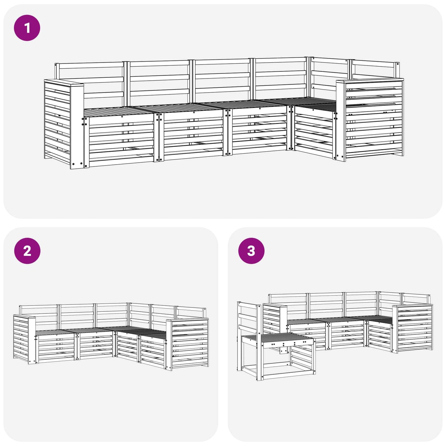 vidaXL Outdoor Sofa Set 5 pcs White 251 x 132.5 x 73 cm