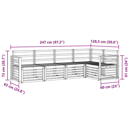 vidaXL Outdoor Sofa Set 5 pcs White 247 x 128.5 x 73 cm