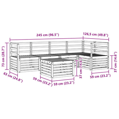 vidaXL Outdoor Sofa Set 6 pcs White 59 x 59 x 37 cm Solid Acacia Wood
