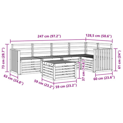vidaXL Outdoor Sofa Set 6 pcs White 59 x 59 x 37 cm Solid Acacia Wood