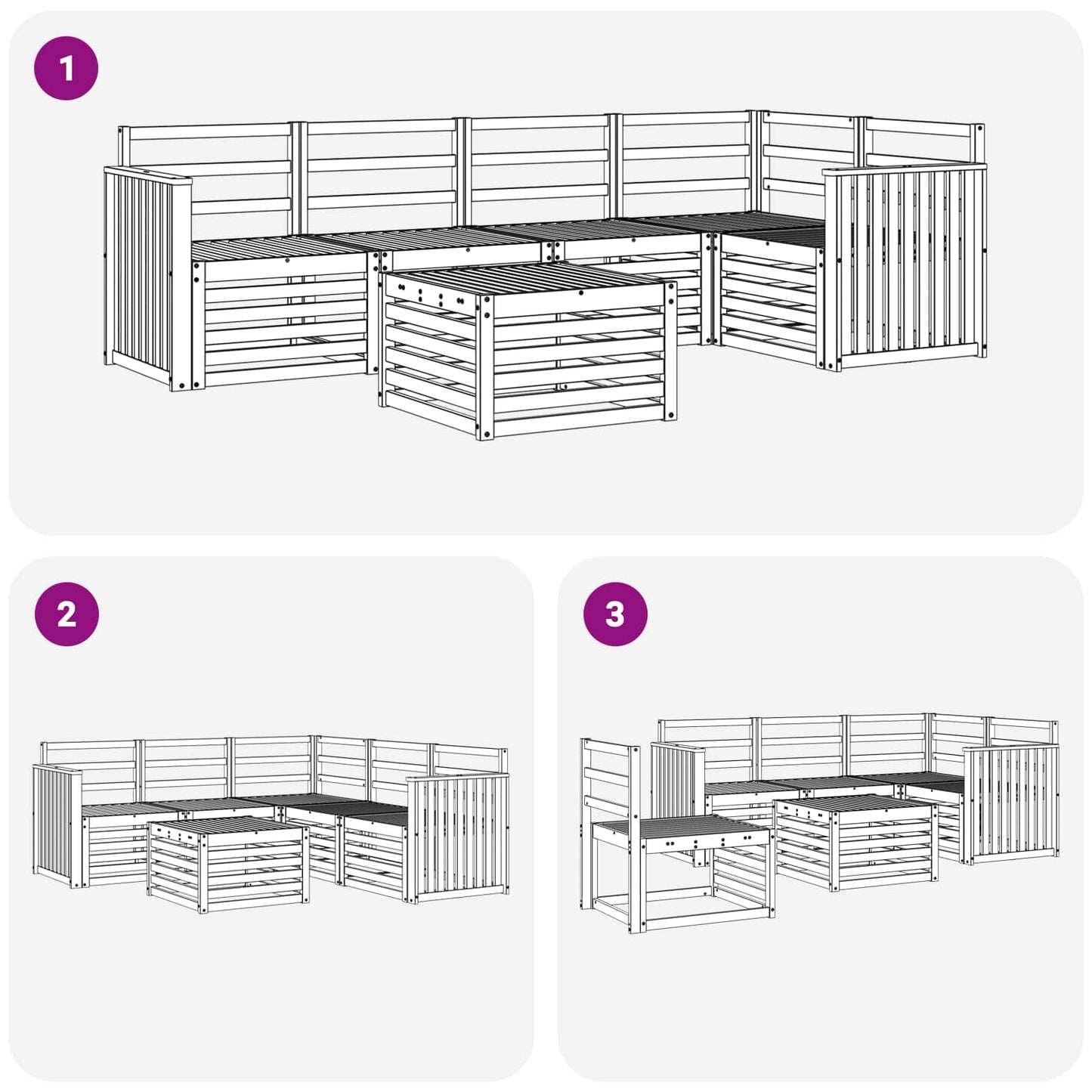 vidaXL Outdoor Sofa Set 6 pcs White 59 x 59 x 37 cm Solid Acacia Wood