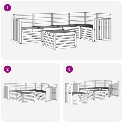 vidaXL Outdoor Sofa Set 6 pcs White 59 x 59 x 37 cm Solid Acacia Wood
