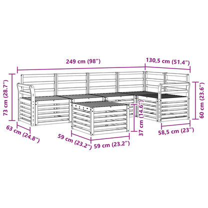 vidaXL Outdoor Sofa Set 6 pcs White 59 x 59 x 37 cm Solid Acacia Wood