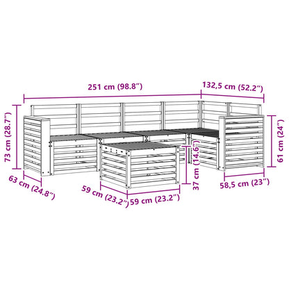 vidaXL Outdoor Sofa Set 6 pcs White 59 x 59 x 37 cm Solid Acacia Wood