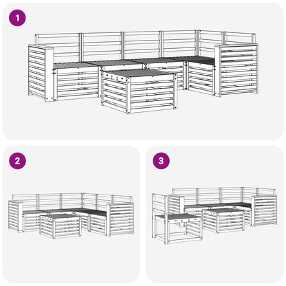 vidaXL Outdoor Sofa Set 6 pcs White 59 x 59 x 37 cm Solid Acacia Wood