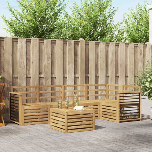vidaXL Outdoor Sofa Set 6 pcs White 59 x 59 x 37 cm Solid Acacia Wood