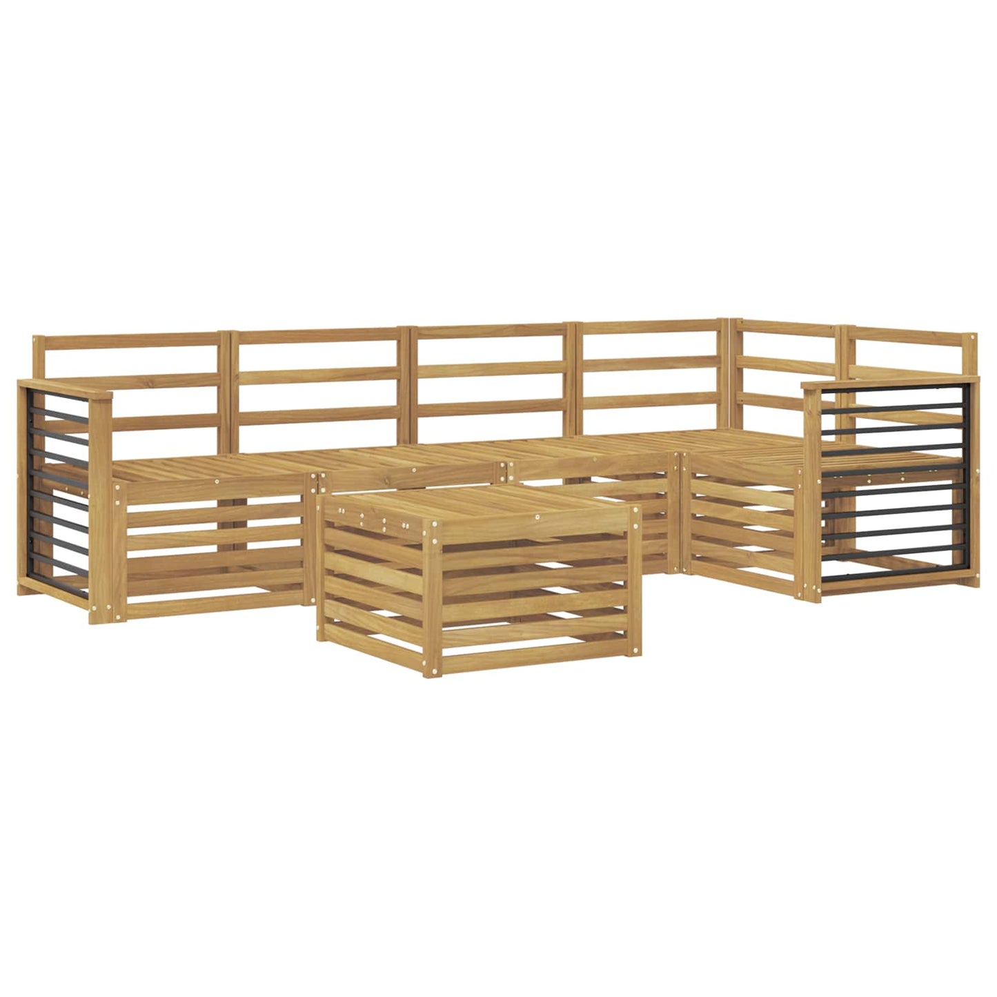 vidaXL Outdoor Sofa Set 6 pcs White 59 x 59 x 37 cm Solid Acacia Wood