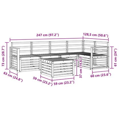 vidaXL Outdoor Sofa Set 6 pcs White 59 x 59 x 37 cm Solid Acacia Wood