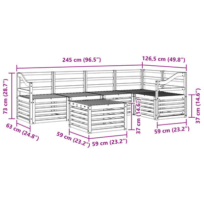 vidaXL Outdoor Sofa Set 6 pcs White 59 x 59 x 37 cm Solid Acacia Wood