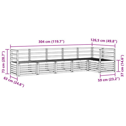 vidaXL Outdoor Sofa Set 6 pcs White 304 x 126.5 x 73 cm