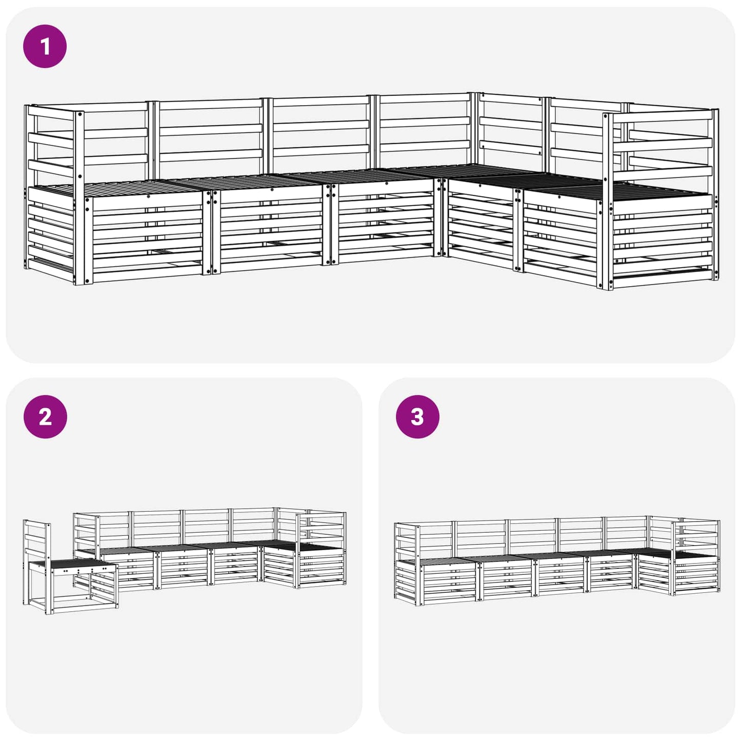 vidaXL Outdoor Sofa Set 6 pcs White 304 x 126.5 x 73 cm