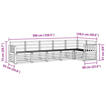 vidaXL Outdoor Sofa Set 6 pcs White 306 x 128.5 x 73 cm