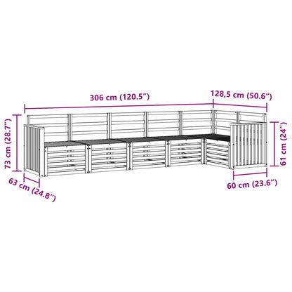vidaXL Outdoor Sofa Set 6 pcs White 306 x 128.5 x 73 cm