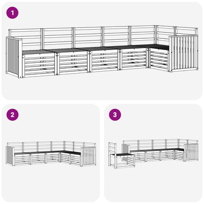 vidaXL Outdoor Sofa Set 6 pcs White 306 x 128.5 x 73 cm