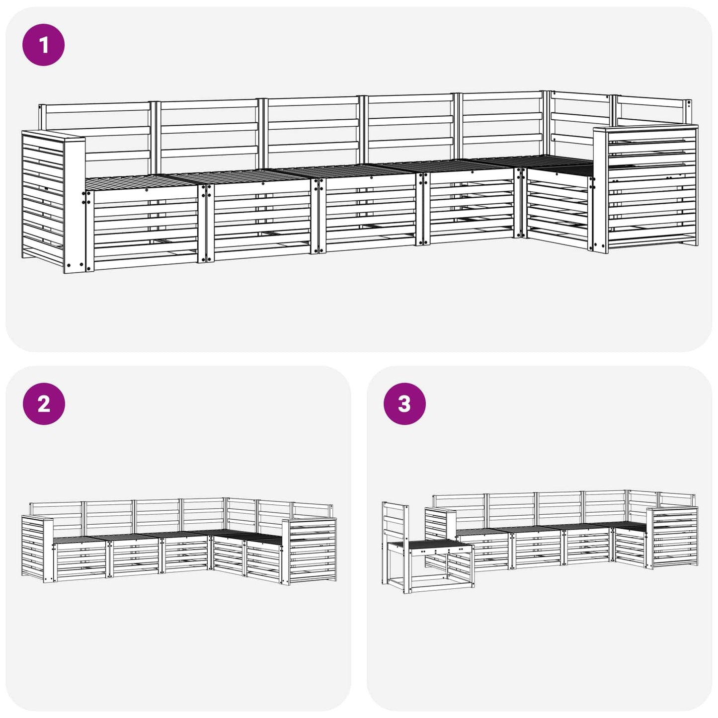 vidaXL Outdoor Sofa Set 6 pcs White 310 x 132.5 x 73 cm
