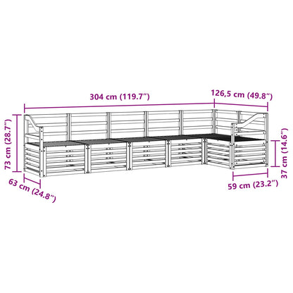 vidaXL Outdoor Sofa Set 6 pcs White 304 x 126.5 x 73 cm