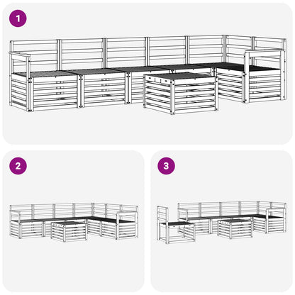 vidaXL Outdoor Sofa Set 7 pcs White 59 x 59 x 37 cm Solid Acacia Wood