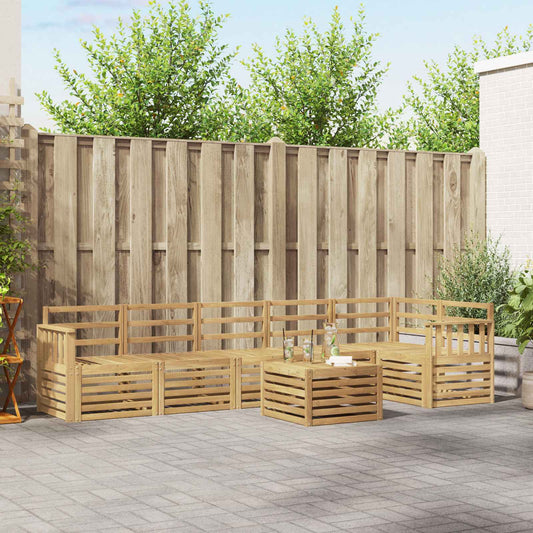 vidaXL Outdoor Sofa Set 7 pcs White 59 x 59 x 37 cm Solid Acacia Wood