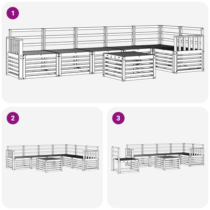 vidaXL Outdoor Sofa Set 7 pcs White 59 x 59 x 37 cm Solid Acacia Wood