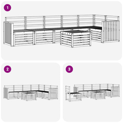 vidaXL Outdoor Sofa Set 7 pcs White 59 x 59 x 37 cm Solid Acacia Wood