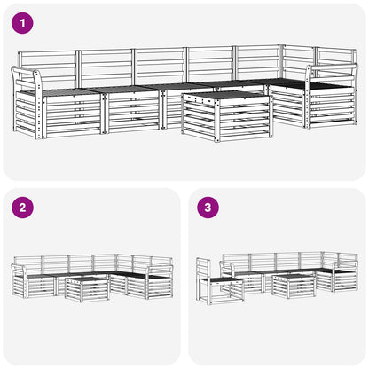 vidaXL Outdoor Sofa Set 7 pcs White 59 x 59 x 37 cm Solid Acacia Wood
