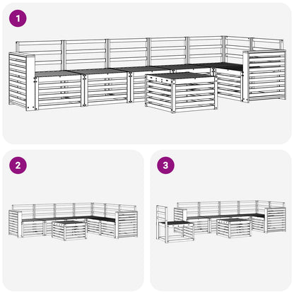 vidaXL Outdoor Sofa Set 7 pcs White 59 x 59 x 37 cm Solid Acacia Wood