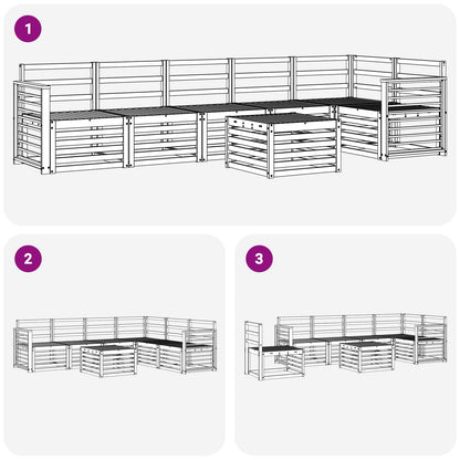 vidaXL Outdoor Sofa Set 7 pcs White 59 x 59 x 37 cm Solid Acacia Wood