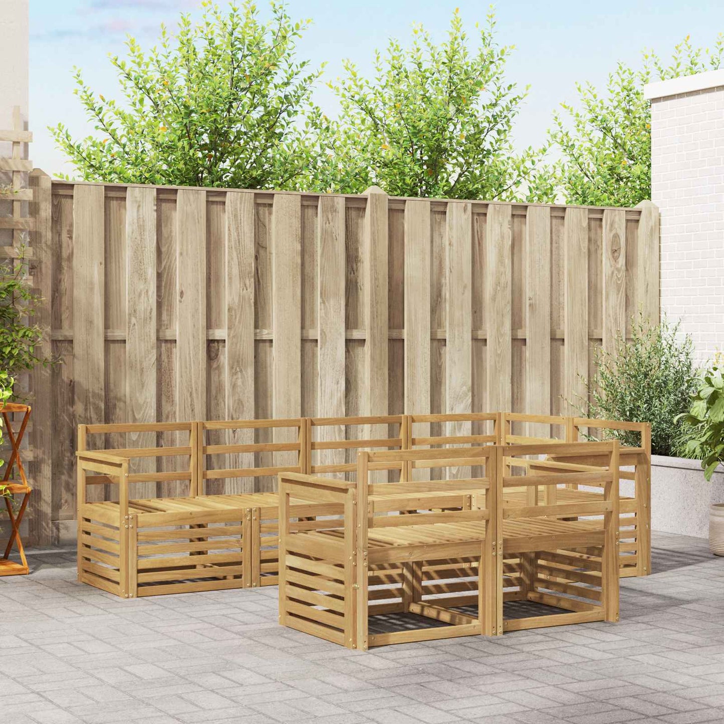 vidaXL Outdoor Sofa Set 7 pcs White 247 x 128.5 x 73 cm
