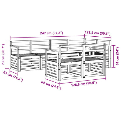 vidaXL Outdoor Sofa Set 7 pcs White 247 x 128.5 x 73 cm