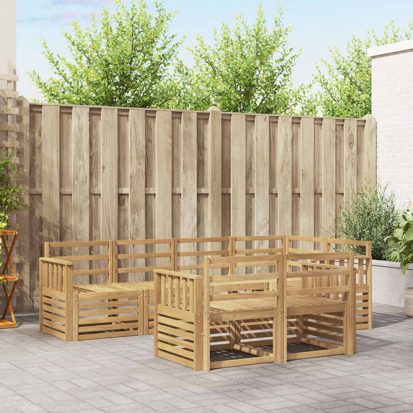 vidaXL Outdoor Sofa Set 7 pcs White 247 x 128.5 x 73 cm
