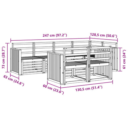 vidaXL Outdoor Sofa Set 7 pcs White 247 x 128.5 x 73 cm