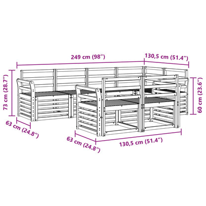 vidaXL Outdoor Sofa Set 7 pcs White 249 x 130.5 x 73 cm