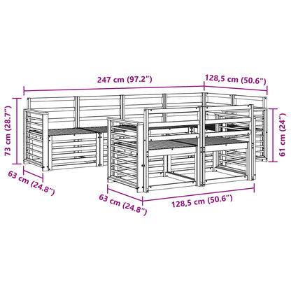 vidaXL Outdoor Sofa Set 7 pcs White 247 x 128.5 x 73 cm