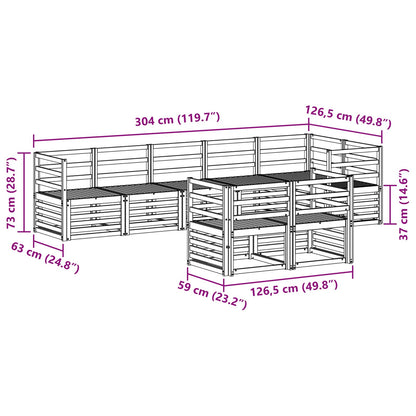 vidaXL Outdoor Sofa Set 8 pcs White 304 x 126.5 x 73 cm