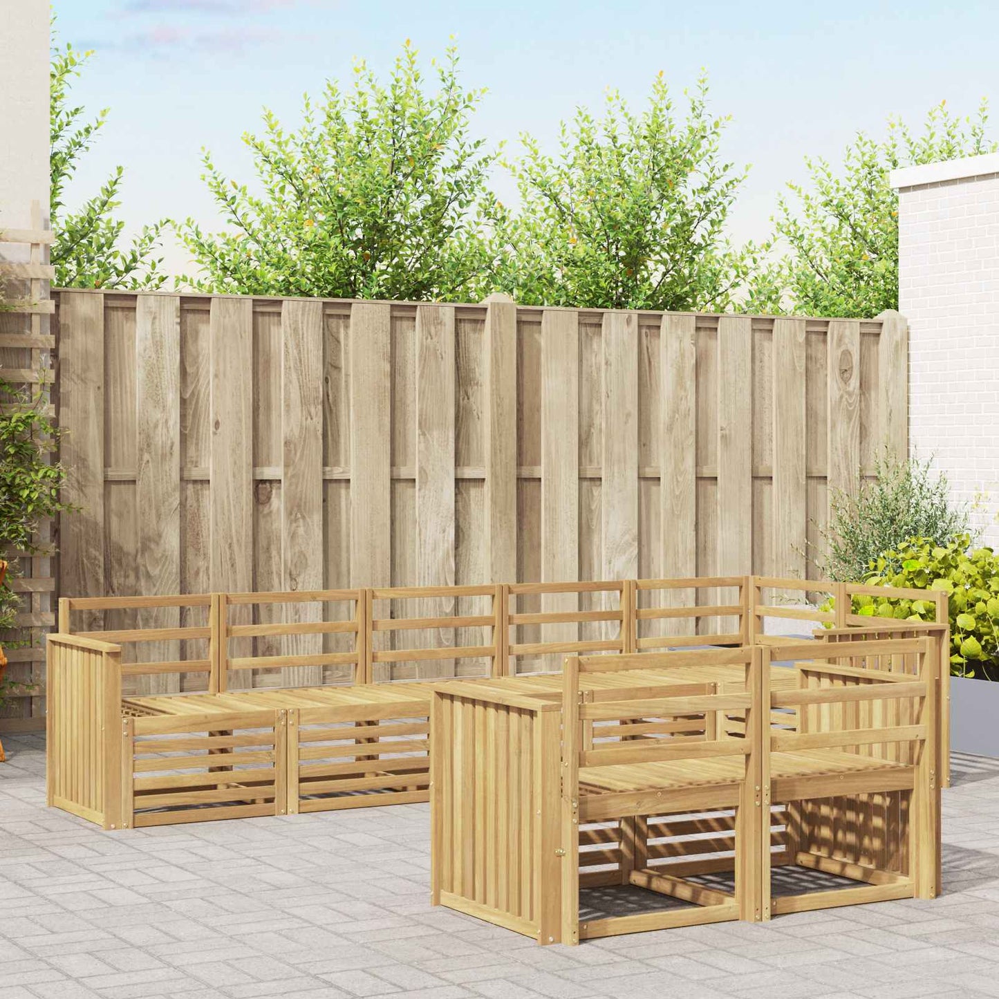 vidaXL Outdoor Sofa Set 8 pcs White 306 x 128.5 x 73 cm