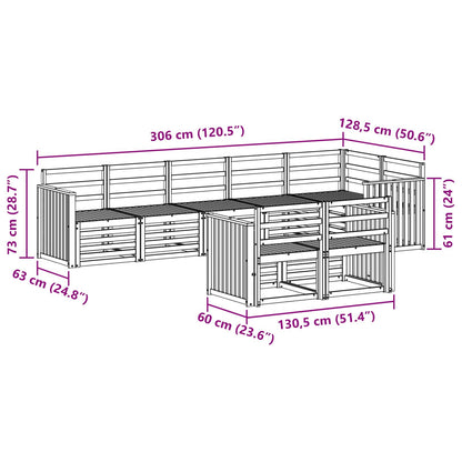 vidaXL Outdoor Sofa Set 8 pcs White 306 x 128.5 x 73 cm