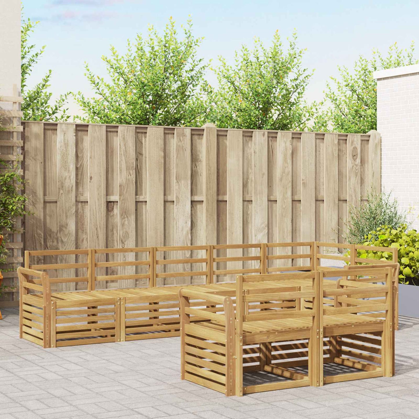 vidaXL Outdoor Sofa Set 8 pcs White 308 x 130.5 x 73 cm