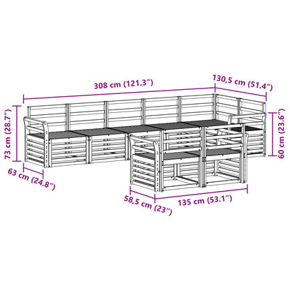 vidaXL Outdoor Sofa Set 8 pcs White 308 x 130.5 x 73 cm