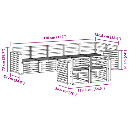 vidaXL Outdoor Sofa Set 8 pcs White 310 x 132.5 x 73 cm