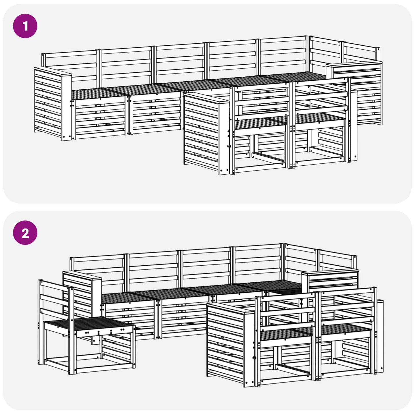 vidaXL Outdoor Sofa Set 8 pcs White 310 x 132.5 x 73 cm
