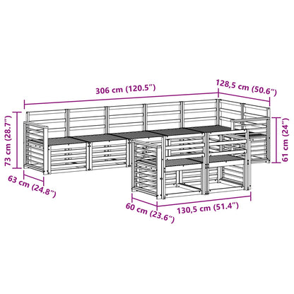 vidaXL Outdoor Sofa Set 8 pcs White 306 x 128.5 x 73 cm