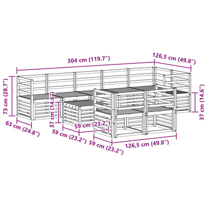 vidaXL Outdoor Sofa Set 9 pcs White 59 x 59 x 37 cm Solid Acacia Wood