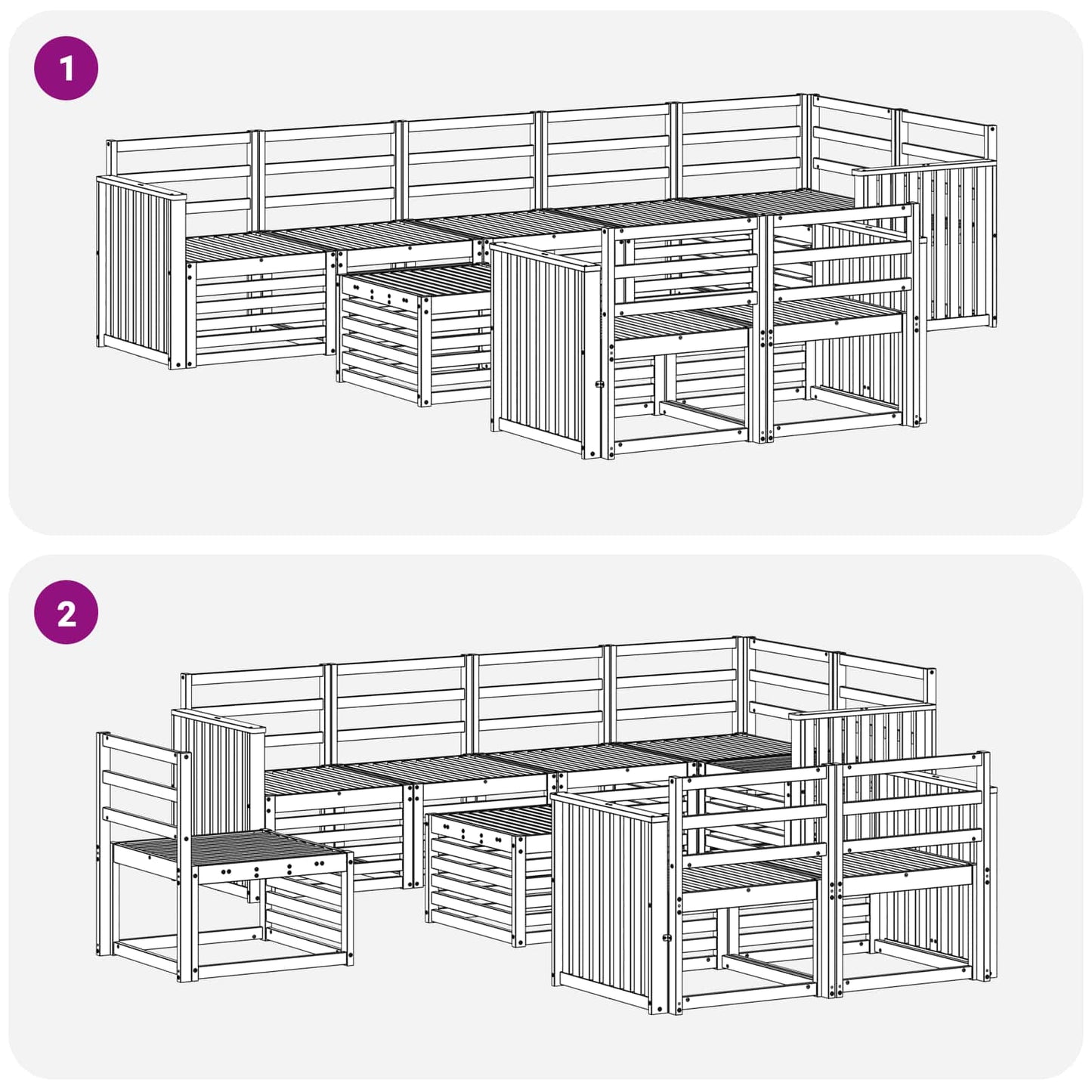 vidaXL Outdoor Sofa Set 9 pcs White 59 x 59 x 37 cm Solid Acacia Wood