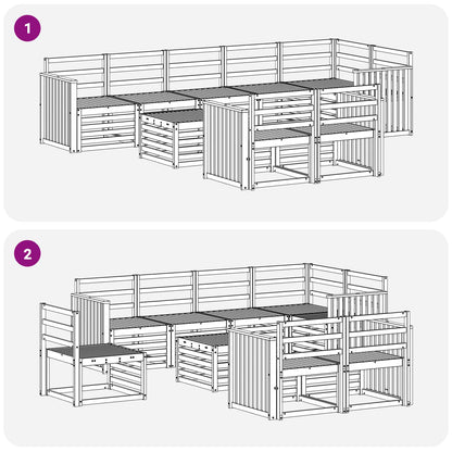vidaXL Outdoor Sofa Set 9 pcs White 59 x 59 x 37 cm Solid Acacia Wood