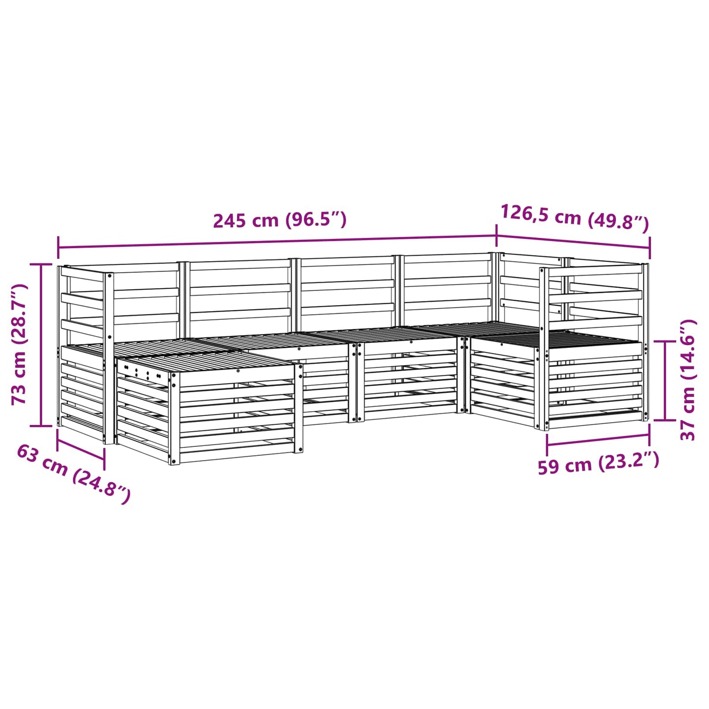 vidaXL Outdoor Sofa Set 6 pcs White Polyester