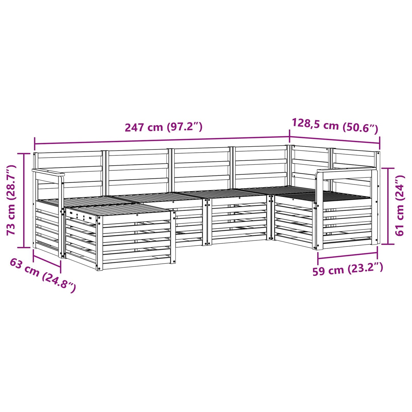 vidaXL Outdoor Sofa Set 6 pcs White Polyester